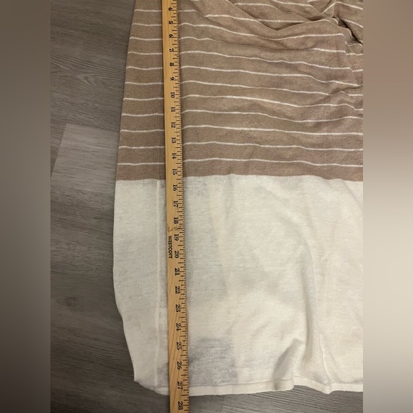 NWT Garnet Hill Brown and cream striped 100% linen Shawl Duster Cardigan - Picture 7 of 7